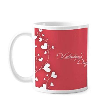 Imagem de White Hearts Vines Caneca rosa de cerâmica cerâmica para café xícara de porcelana