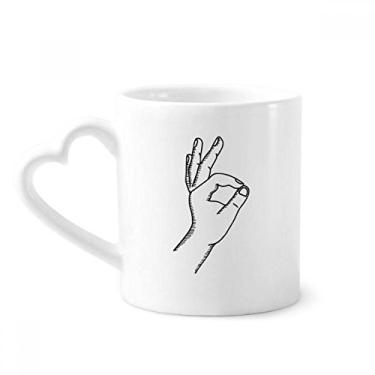 Imagem de OK Gesture Line Desenho Padrão Caneca Café Cerâmica Copos Copo Coração Vidro