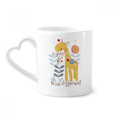 Imagem de Caneca de desenho animado de girafa amarela de café cerâmica copo de coração de vidro