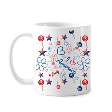 Imagem de Caneca de cerâmica com coração de estrela e coração com palavras de doces dos EUA