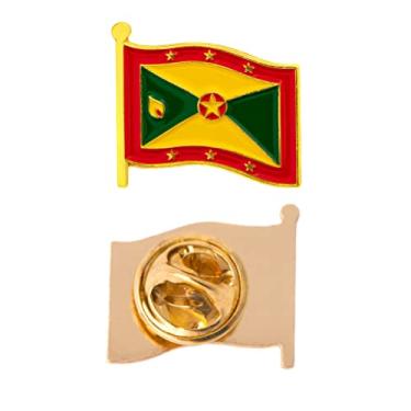 Imagem de Broche de lapela de granada feito de metal chapéu de lembrança masculino feminino patriótico (broche de lapela com bandeira ondulada), Waving Flag Lapel Pin, Metal