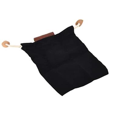 Imagem de Bolsa de forragem de lona de couro, bolsa de forragem de cinto ampla aplicabilidade para coleta de frutas para acampamento (preto)