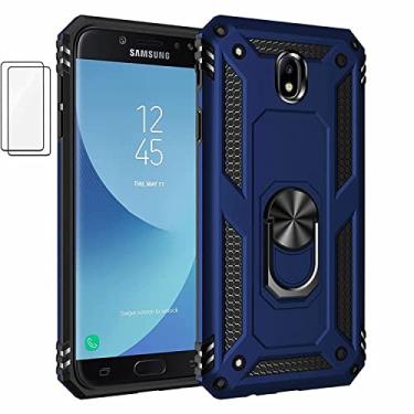 Imagem de Capa para Samsung Galaxy J7 Pro Capinha com protetor de tela de vidro temperado [2 Pack], Case para telefone de proteção militar com suporte para Samsung Galaxy J7 Pro (Azul)