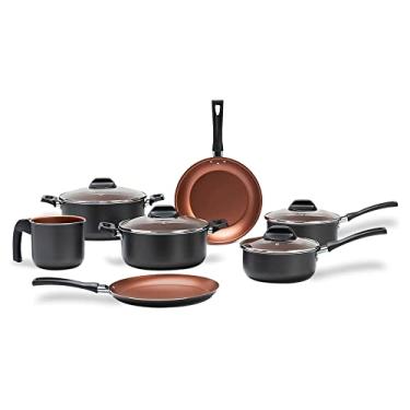 Imagem de Brinox - Jogo de Panelas 7 Peças Topázio Pro-flon Antiaderente - Cinza Range