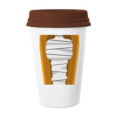 Imagem de Caneca Egito Múmia Caixão Estampa Ilustração Caneca Café Copo Copo Cerâmica Tampa