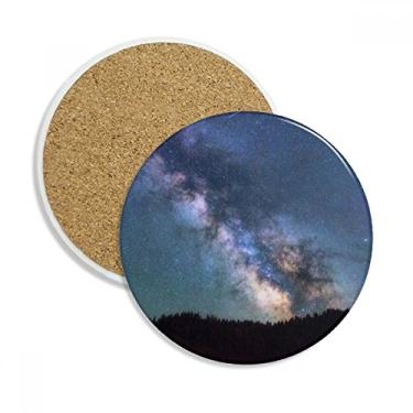 Imagem de Caneca de porta-copos Blue Dark Stars Clouds com proteção de mesa, pedra absorvente