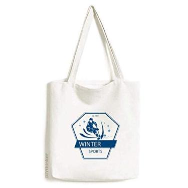 Imagem de Bolsa de lona para esportes de inverno, esqui, neve, ilustração de neve, bolsa de compras, bolsa casual