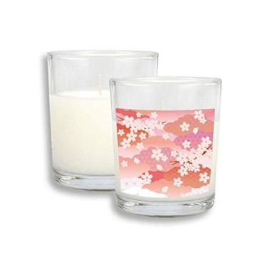 Imagem de Cerejeira com estampa de nuvens rosa, velas brancas, cera de incenso perfumada de vidro