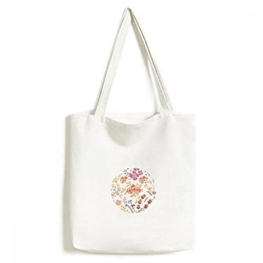 Imagem de Sacola de lona com tinta de flor branca laranja bolsa de compras casual bolsa de mão