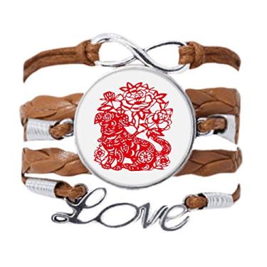 Imagem de Pulseira de corte de papel para cachorro de ano novo chinês com pingente de corda para presente