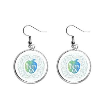 Imagem de Brinco feminino com pingente de prata e linha de vida saudável de pimenta verde