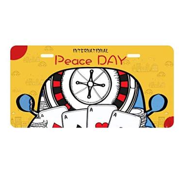 Imagem de DIYthinker Placa de carro com ilustração de toca-discos e placa de carro Decoração Dia da Paz