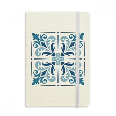 Imagem de Caderno de ilustração floral decorativo azul Marrocos com capa dura em tecido oficial diário clássico
