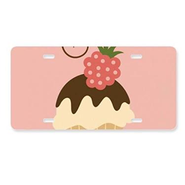 Imagem de DIYthinker Placa de licença com chocolate morango doce sorvete decoração aço inoxidável automóvel