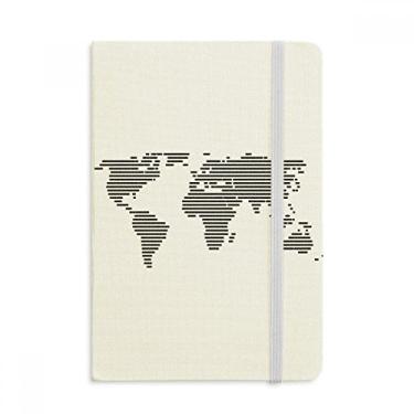 Imagem de Caderno simples, preto, padrão de mapa-múndi oficial, capa dura de tecido, diário clássico