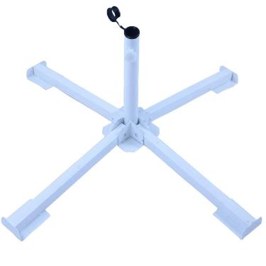 Imagem de Guarda-chuva DDYOUTDOOR dobrável de ferro temperado para pátio com suporte de âncora e suporte de bandeira branco