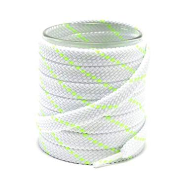 Imagem de Cadarços de sapato Shoemate para tênis e sapatos esportivos com 4 agulhas de sapatos, 16 White/Neon Green, 60"(152cm)