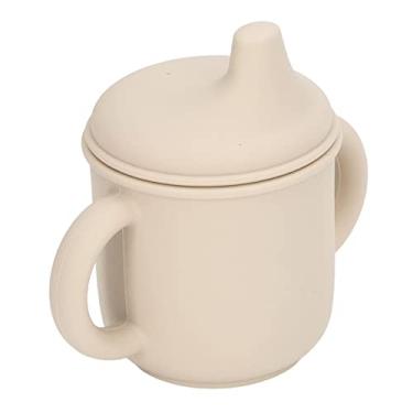 Imagem de Copo de Silicone à Prova de Derramamento Copo de Treinamento Infantil Tampa Resistente à Temperatura Portátil para Bebês para Uso Doméstico (Bege)