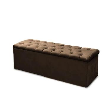 Imagem de Báu Calçadeira Sofia 140cm Suede Marrom - Vallisa Decor