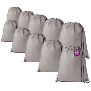 Imagem de Kit 10x Mochilas tipo Saco Gym Sack em TNT Premium 33x40cm Marino TopGet