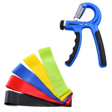 Imagem de Kit Fitness Faixa Elástica e Hand Grip para Treinos de Resistência e Fortalecimento Muscular (Preto)