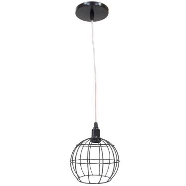 Imagem de Pendente Aramado Globo Luminária Lustre Cabo Cristal Retrô Vintage Agp Ilumini Industrial Luxo
