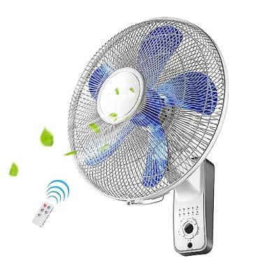 Imagem de Ventilador oscilante montado na parede com controle remoto 8 horas ventiladores elétricos verão doméstico refrigerador comercial com 3 velocidades, branco, 530 x 430 mm