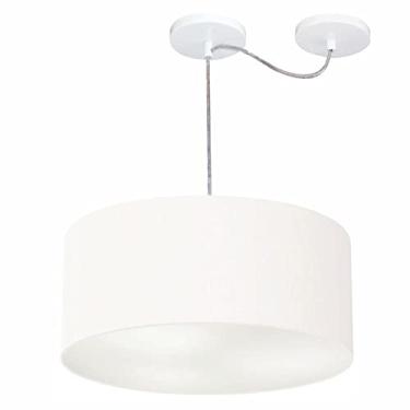 Imagem de Lustre Cilíndrico com Desvio de Centro Cúpula Tecido 50x25, Vivare Iluminação, Pendente4147 BR, Branco, Médio