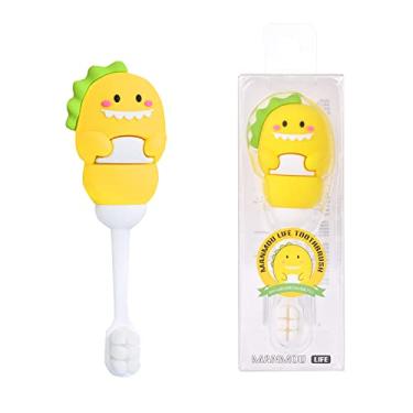 Imagem de ZMRZ Escova de dentes infantil com limpador de língua, cerdas extra macias para crianças de 1 a 6 anos, escova de dentes para bebês sem BPA com aderência ergonômica e alça antiderrapante, escova de