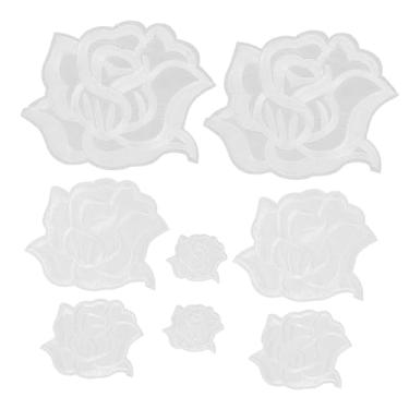 Imagem de ADOCARN 8 Unidades Pasta De Chapéu Remendos De Mochilas Sacos De Adesivos De Flores Costurando Em Patch Manchas De Rosa Cápsulas Fragmento Branco Médio Couro Artificial