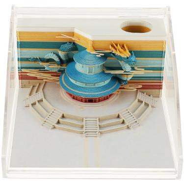 Imagem de Bloco de notas de arte 3D 2024, bloco de notas de mesa 3D, bloco de notas criativo de 149/166 páginas com luz LED, bloco de notas 3D DIY destacável, notas adesivas de arte, arte de entalhe em papel