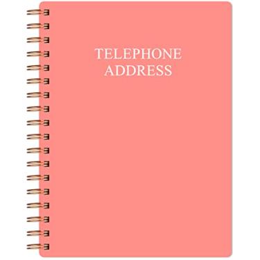 Imagem de Livro de endereços e aniversário com abas, agenda de endereços para contatos, com números de telefone, endereços, aniversário e senha. Organizador alfabético A-Z, rosa, 12,78 x 17,78 cm