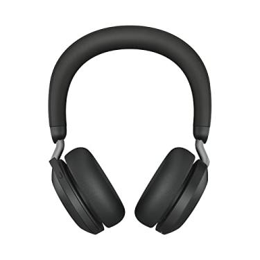 Imagem de Jabra Fone de ouvido Evolve2 75 sem fio PC com base de carregamento e tecnologia de 8 microfone - Fones de ouvido estéreo de espuma dupla com cancelamento de ruído ativo avançado, adaptador Bluetooth USB-A e compatibilidade MS - Preto