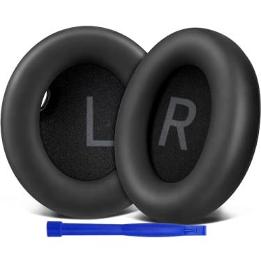 Imagem de SOULWIT Almofada Auricular para Anker Soundcore Space One (S1), Couro de Proteína Preto