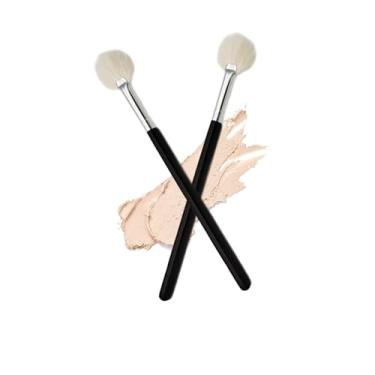 Imagem de Ksvsonrvi 2 pincéis iluminadores para realce de rosto, polimento e mistura com creme em pó, aplicador de iluminador de blush, ferramenta de maquiagem