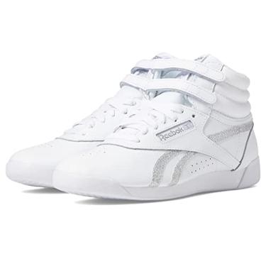 Imagem de Reebok Tênis feminino de cano alto Freestyle, Branco/prata metálico, 37