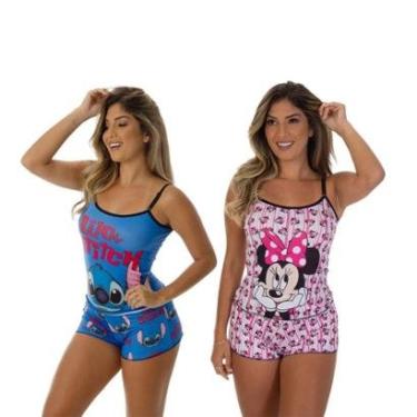 Imagem de Kit 2 Pijama Short Doll Personagem Frimodas Adulto-Feminino