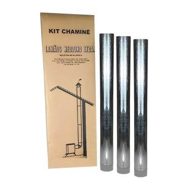 Imagem de Kit 3 Canos 115mm Para Chaminé Fogão a Lenha Lareira Em Aço Galvanizado - N°2 AMZ