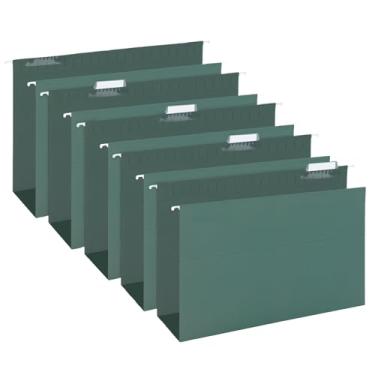 Imagem de HERKKA Pastas de arquivo suspensas de capacidade extra, pacote com 30 pastas suspensas reforçadas, expansão de 7,5 cm, projetadas para arquivos volumosos, tabelas médicas, tamanho legal, verde