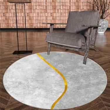 Imagem de Tapete redondo cinza para sala de estar, tamanho grande, antiderrapante, decoração de quarto infantil, cadeira suspensa, fiapos yx22, grátis 6,140cm, 55.1 pol.