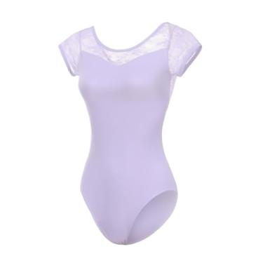 Imagem de (Medio, lilas) - ModLatBal feminino e feminino collant de manga curta para body para ginastica e danca de bale