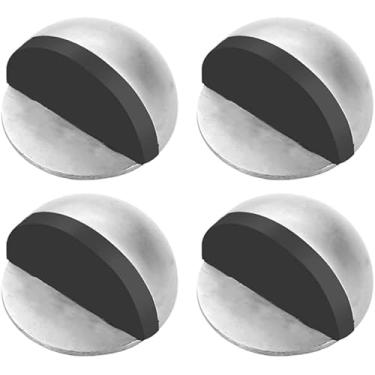 Imagem de Batente de porta, 4 peças de batente de porta de piso de aço inoxidável, piso oval montado com parafusos e almofadas autoadesivas - amortecedor de borracha com amortecimento de som, durável