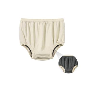 Imagem de Roupa íntima impermeável para adultos, capa de fraldas de tecido, calça de plástico para proteção contra incontinência e diarreia com camada de alta absorção (bege, 3GG)