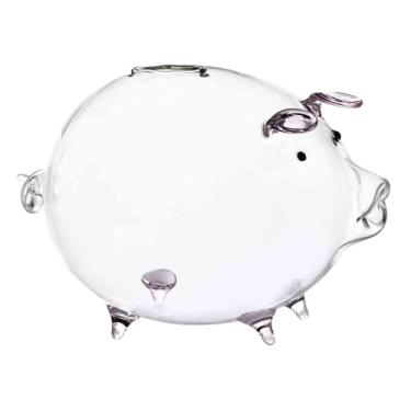 Imagem de IEUDNS Cofrinho de vidro 18x12cm, caixa de dinheiro, pote de poupança de criança, adorável, transparente, ornamento de dia dos namorados para crianças e, roxo