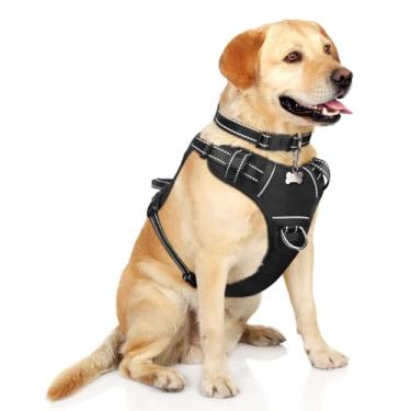 Imagem de WINSEE Peitoral para cães que não puxa, peitoral para animais de estimação com coleira para cães, colete Oxford refletivo ajustável, clipes de coleira frontal/traseira para cães pequenos, médios,