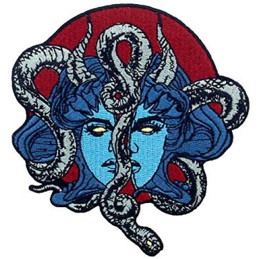 Imagem de ZEGINs Máscara misteriosa e emblema de cobra bordado com aplique de ferro no emblema costurado