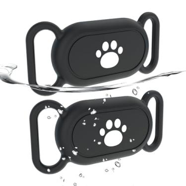 Imagem de Pacote com 2 suportes de coleira de cachorro à prova d'água compatível com Samsung Galaxy SmartTag2, suporte de silicone para rastreador GPS para Smart Tag2, capa antiperda de coleira Tag2 Paw (preto
