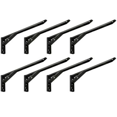 Imagem de Kit 04 Pares Suporte Para Mesa Dobrável Retrátil 30 cm H02 Mão Francesa Preto - Lyam