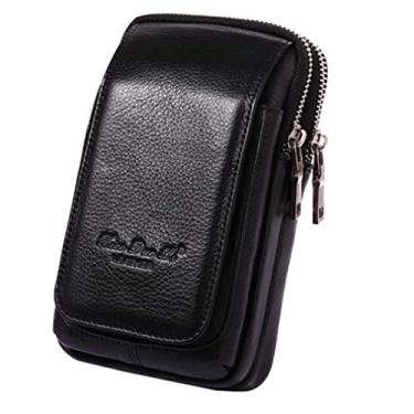 Imagem de Bolsa de couro para cinto de telefone masculina com alça coldre carteira para celular bolsa de celular clipe bolsa de dinheiro para telefone Note Edge Plus (preto)