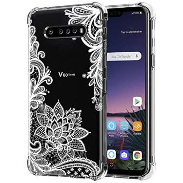 Imagem de Ueokeird Capa de telefone para LG V60 ThinQ 5G capa/LG V60/LM-V600 capa para meninas mulheres, capa protetora fina à prova de choque transparente padrão floral macio flexível TPU para LG V60 (Mandala)